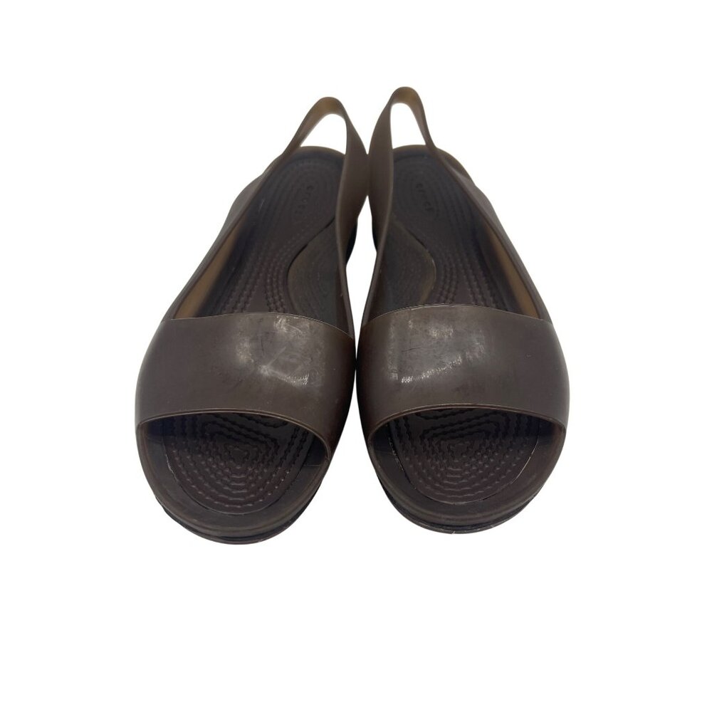 Crocs Womens Brown Slingback Sandals Size 7 Lightweight Casual Slip-On Shoes